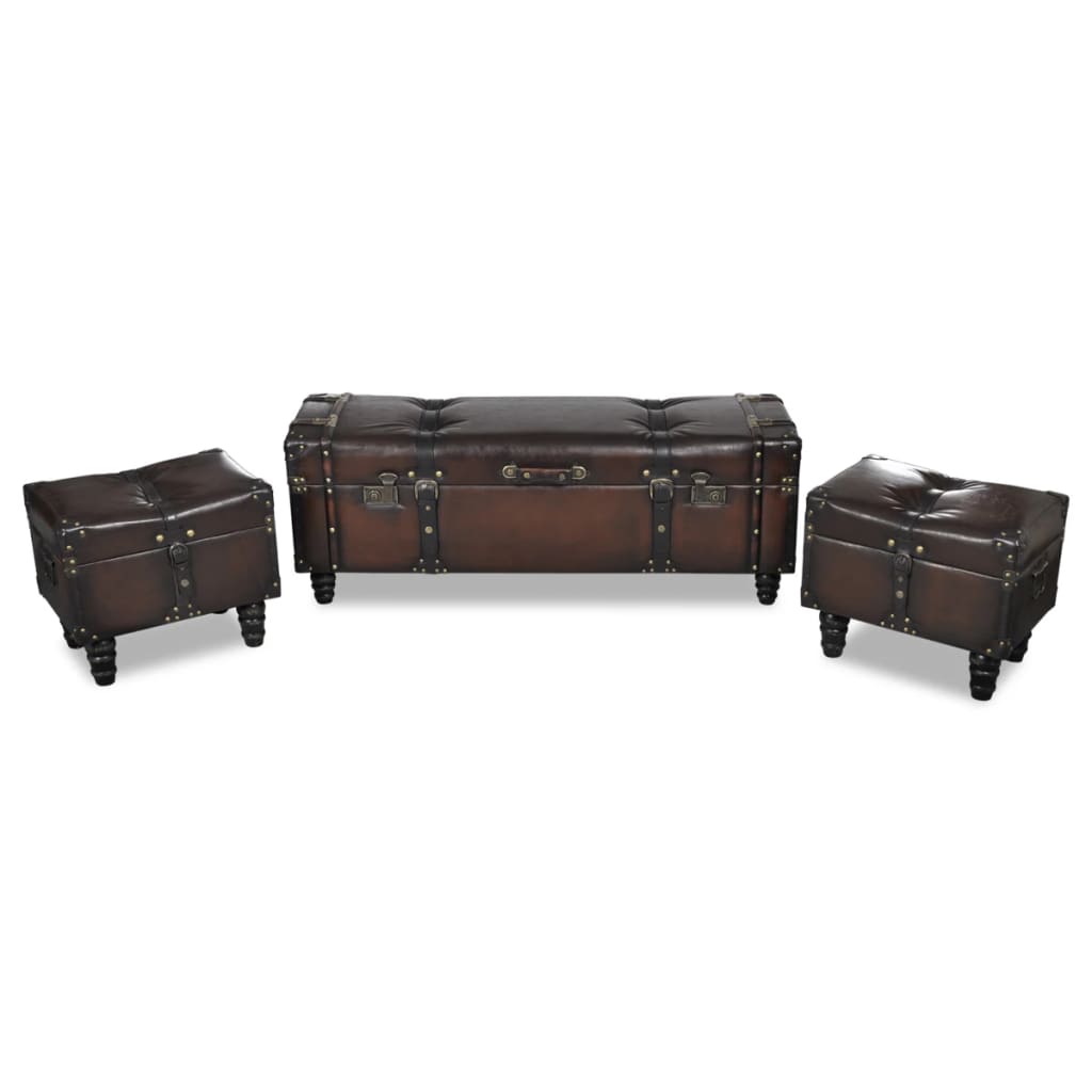 Ensemble de bancs de rangement 3 pcs Marron - XIOS