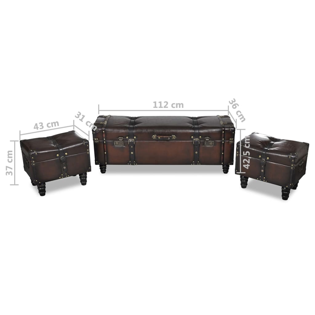 Ensemble de bancs de rangement 3 pcs Marron - XIOS