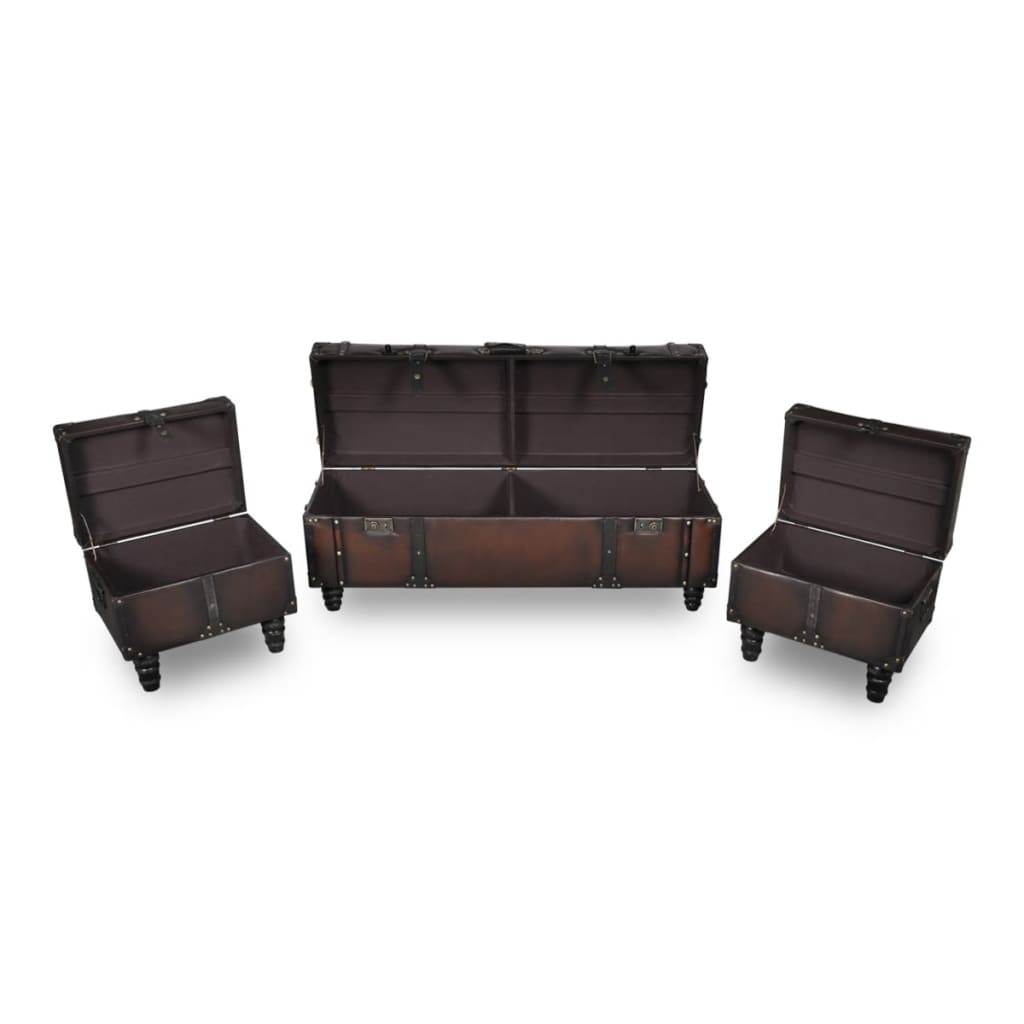 Ensemble de bancs de rangement 3 pcs Marron - XIOS