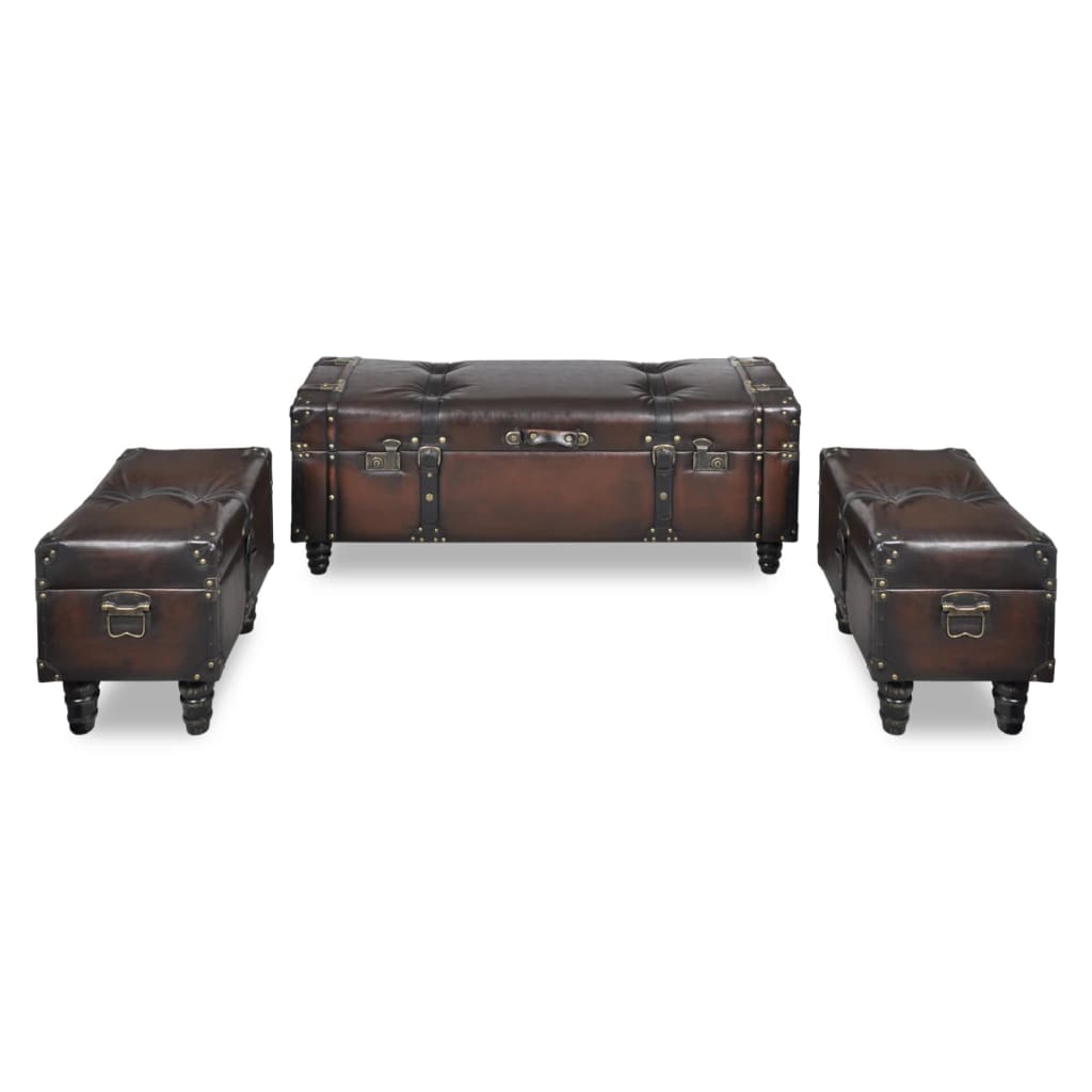 Ensemble de bancs de rangement 3 pcs Marron - XIOS