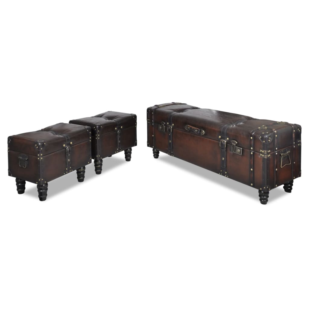 Ensemble de bancs de rangement 3 pcs Marron - XIOS