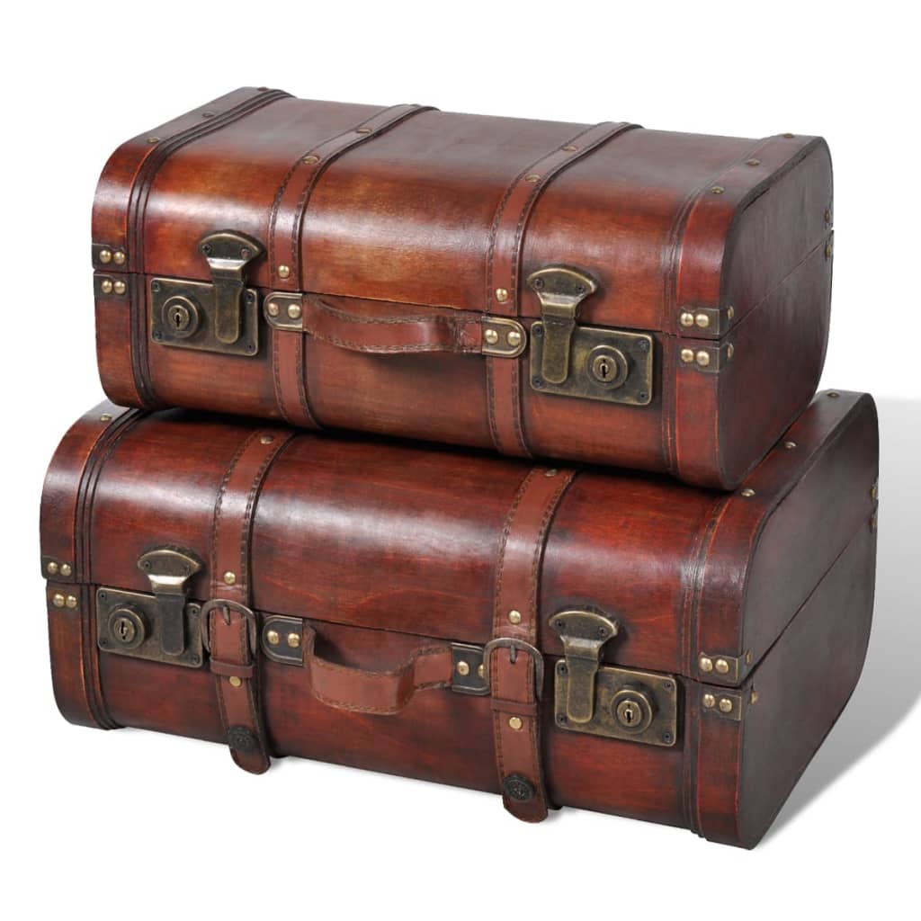 Coffre de rangement vintage Bois Marron 2 pcs - XIOS