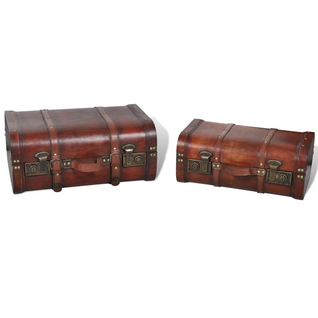 Coffre de rangement vintage Bois Marron 2 pcs - XIOS