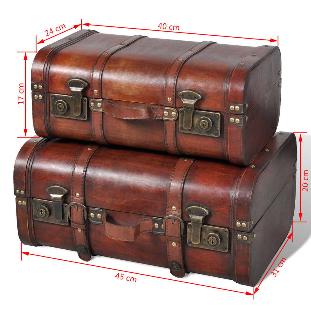 Coffre de rangement vintage Bois Marron 2 pcs - XIOS