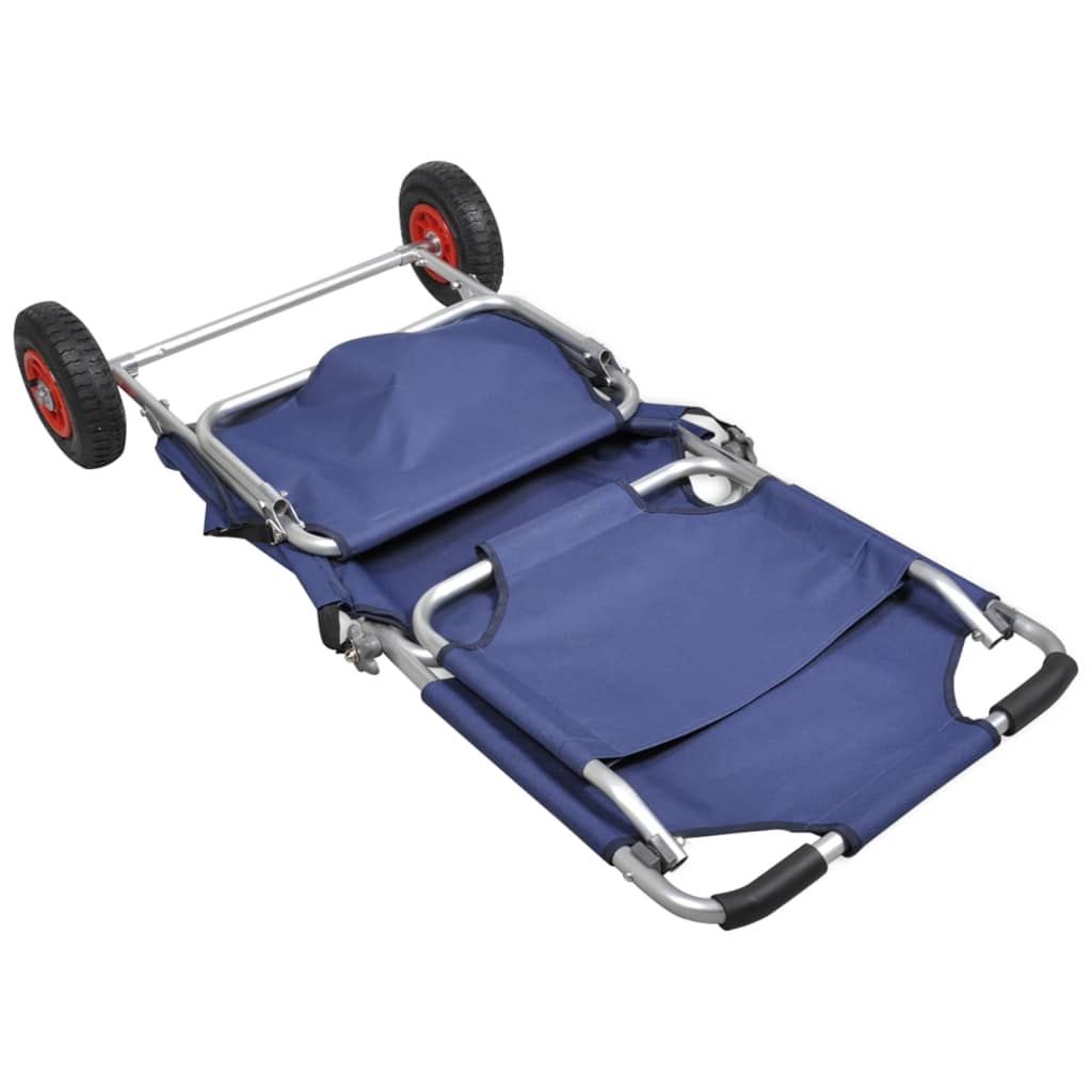 Chariot de plage avec roues portable et pliable Bleu - XIOS