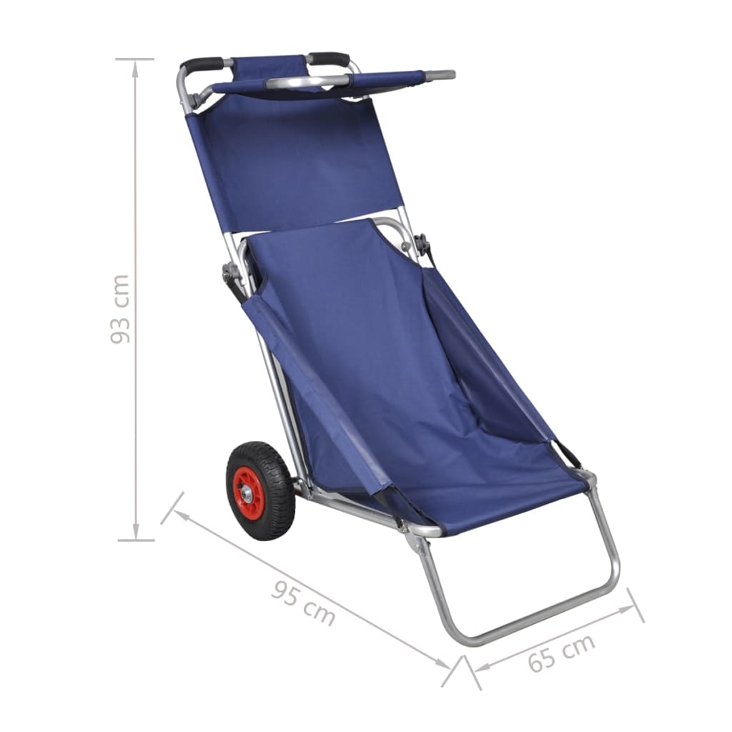 Chariot de plage avec roues portable et pliable Bleu - XIOS