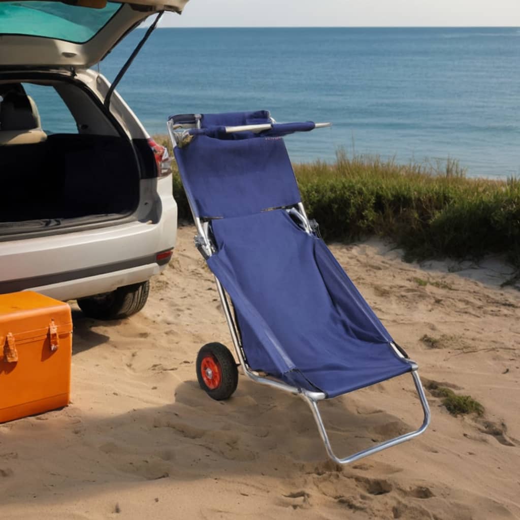 Chariot de plage avec roues portable et pliable Bleu - XIOS