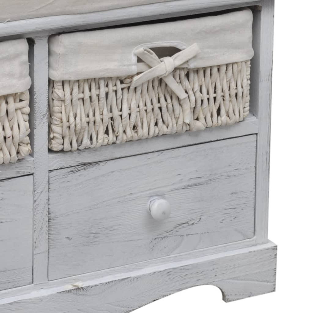 Banc de rangement Blanc 62x33x42 cm Bois de paulownia - XIOS