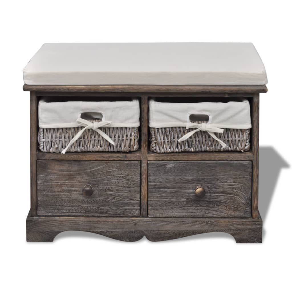 Banc de rangement Marron 62x33x42 cm Bois de paulownia - XIOS