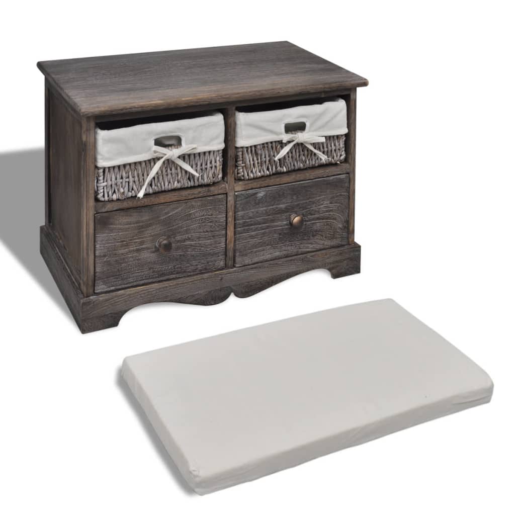 Banc de rangement Marron 62x33x42 cm Bois de paulownia - XIOS