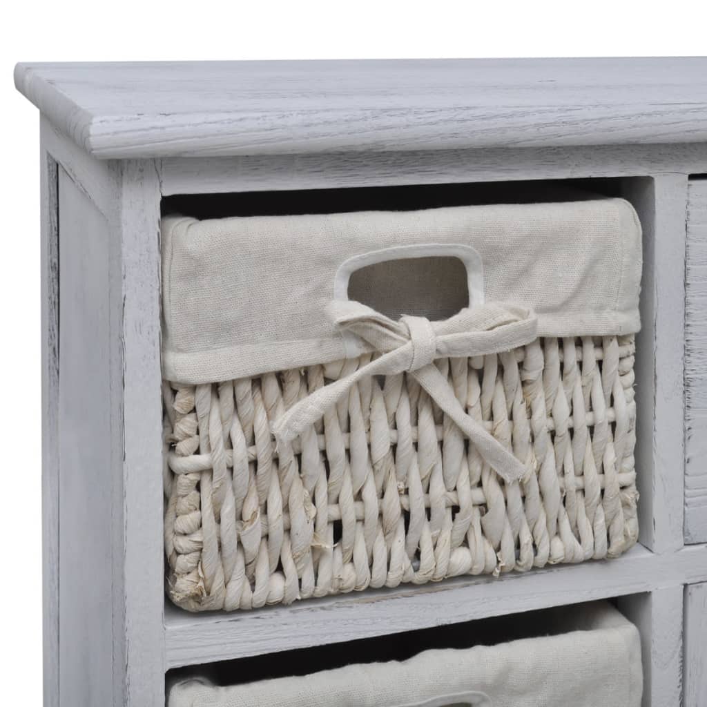 Armoire en bois 3 paniers gauches en tissage Blanc - XIOS