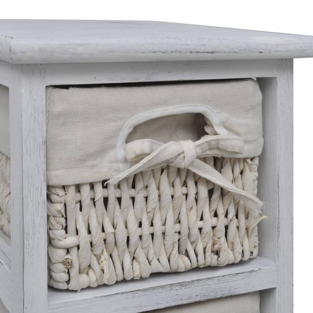 Étagère de rangement en bois 4 paniers en tissage Blanc - XIOS