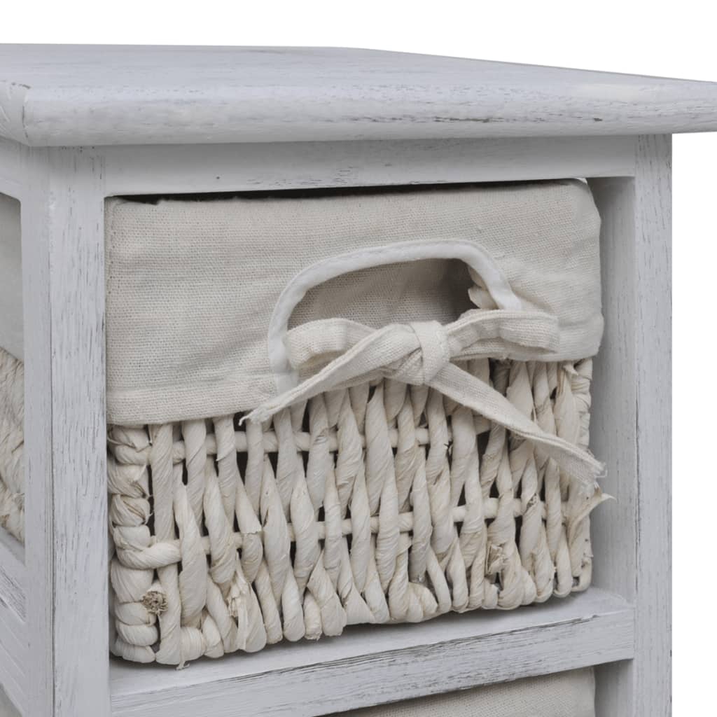 Étagère de rangement en bois 5 paniers en tissage Blanc - XIOS