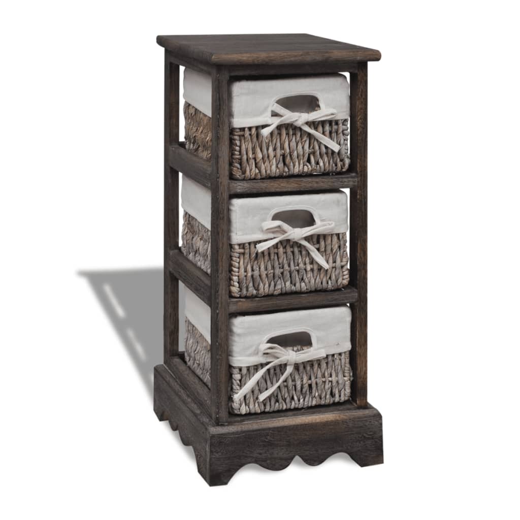 Étagère de rangement Bois Marron 3 paniers en tissage - XIOS