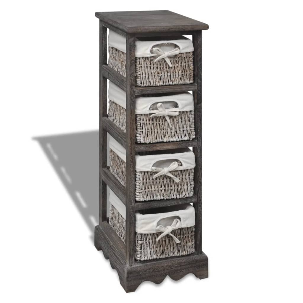 Étagère de rangement Bois Marron 4 paniers en tissage - XIOS