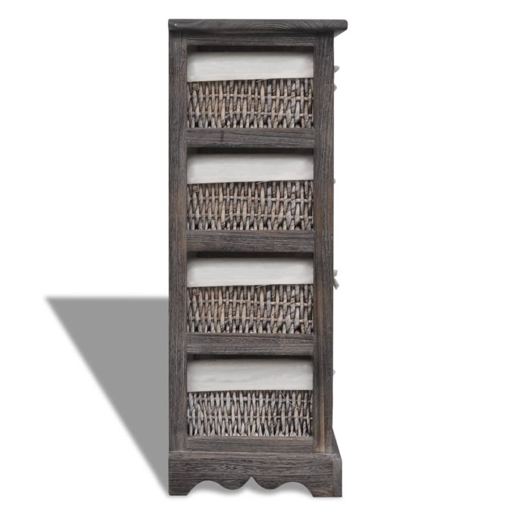 Étagère de rangement Bois Marron 4 paniers en tissage - XIOS