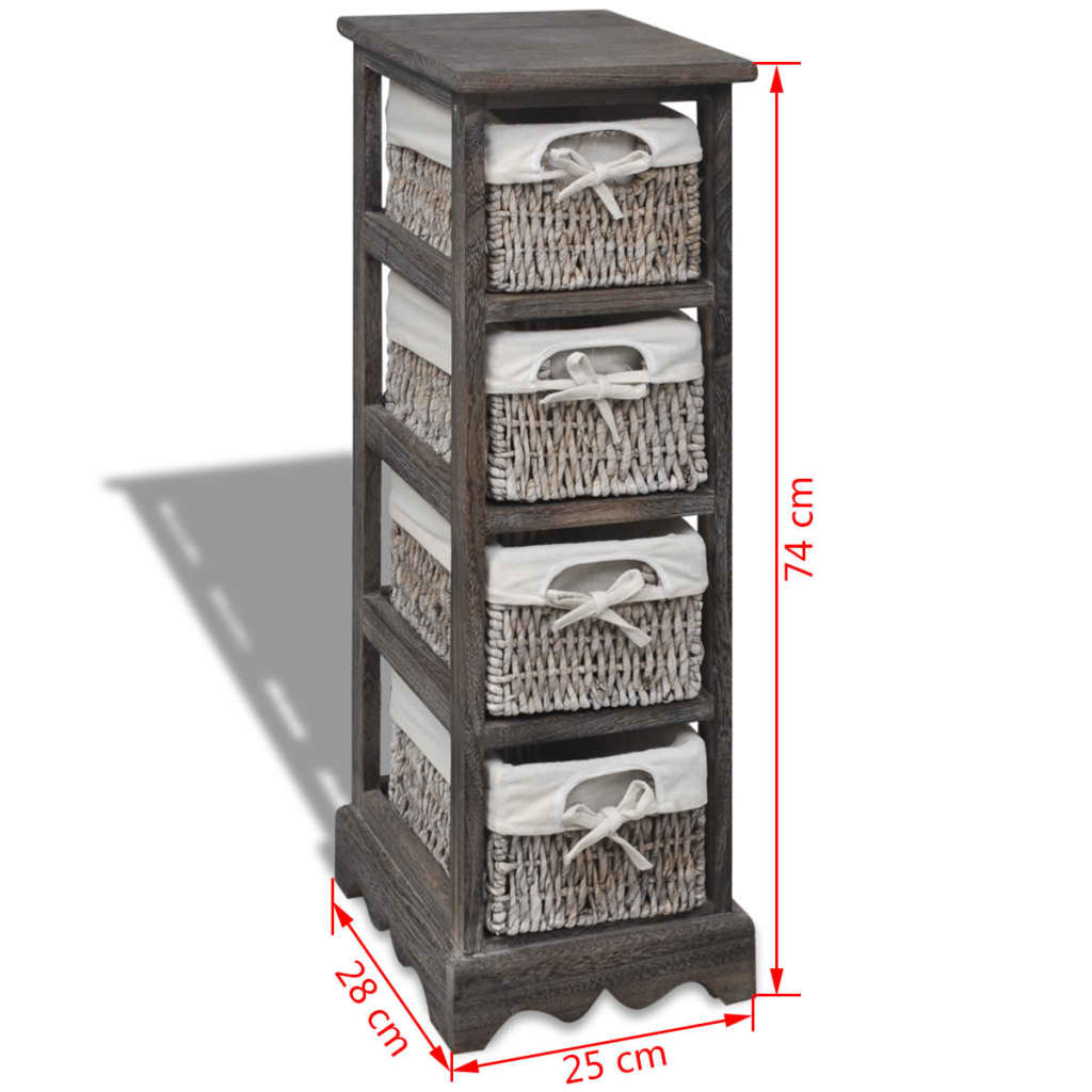 Étagère de rangement Bois Marron 4 paniers en tissage - XIOS