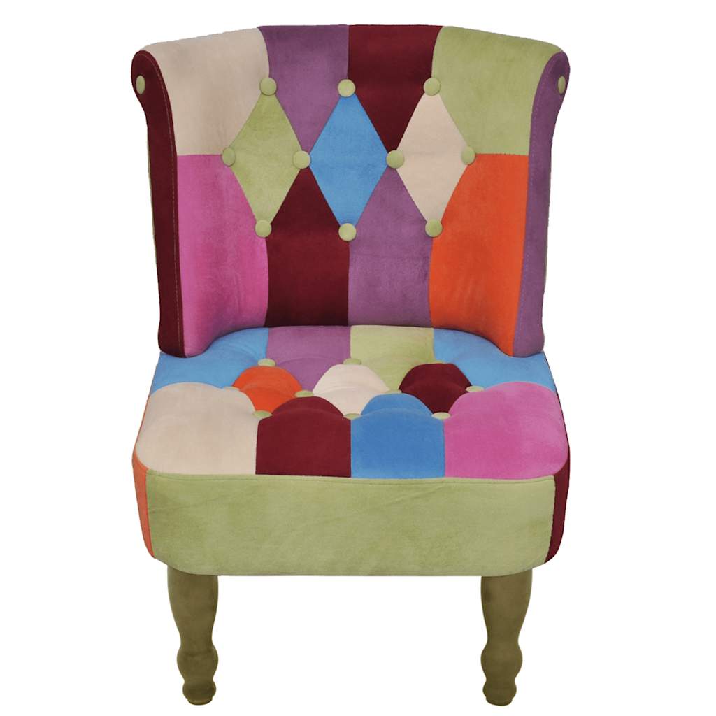 Chaises en style français lot de 2 avec design patchwork tissu