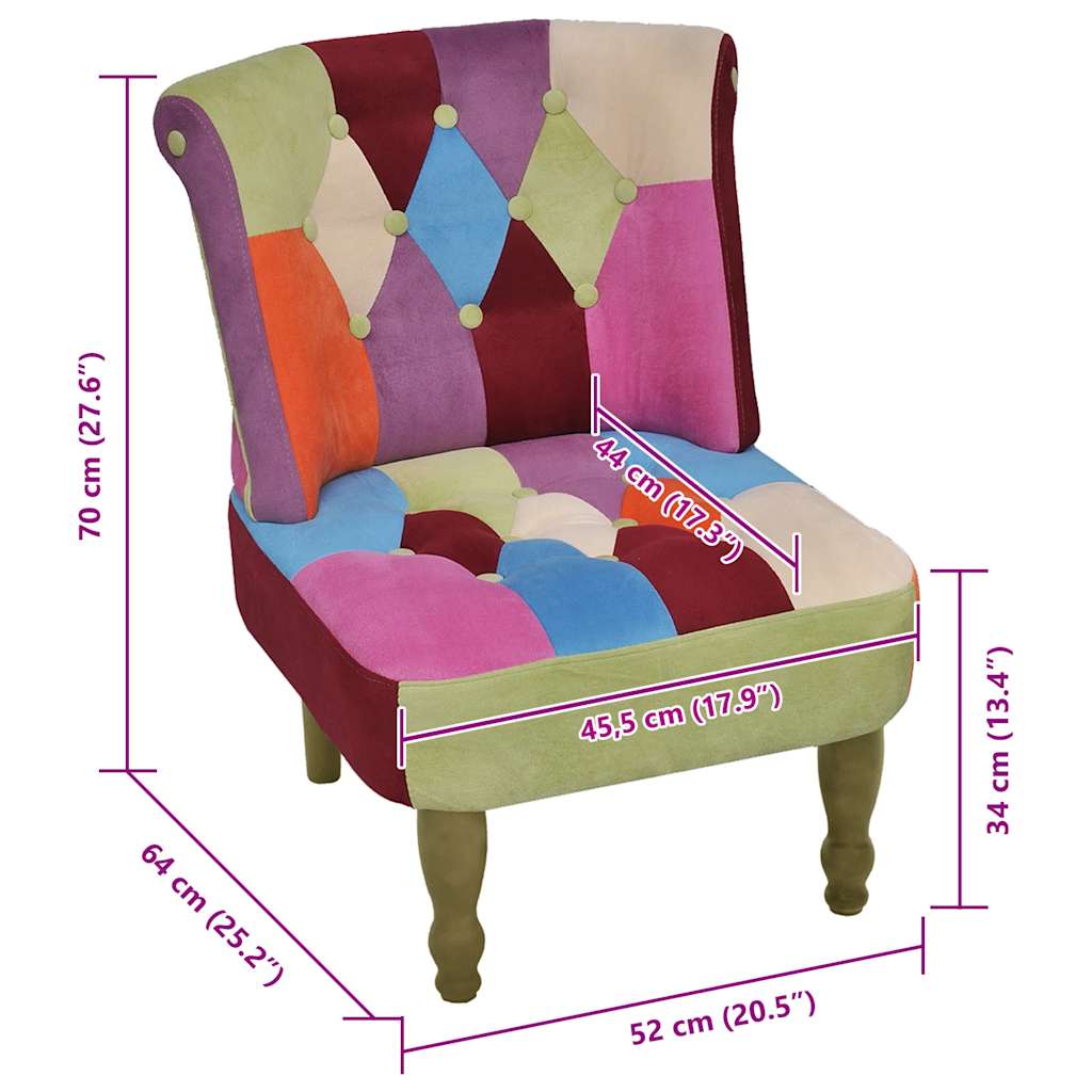 Chaises en style français lot de 2 avec design patchwork tissu - XIOS
