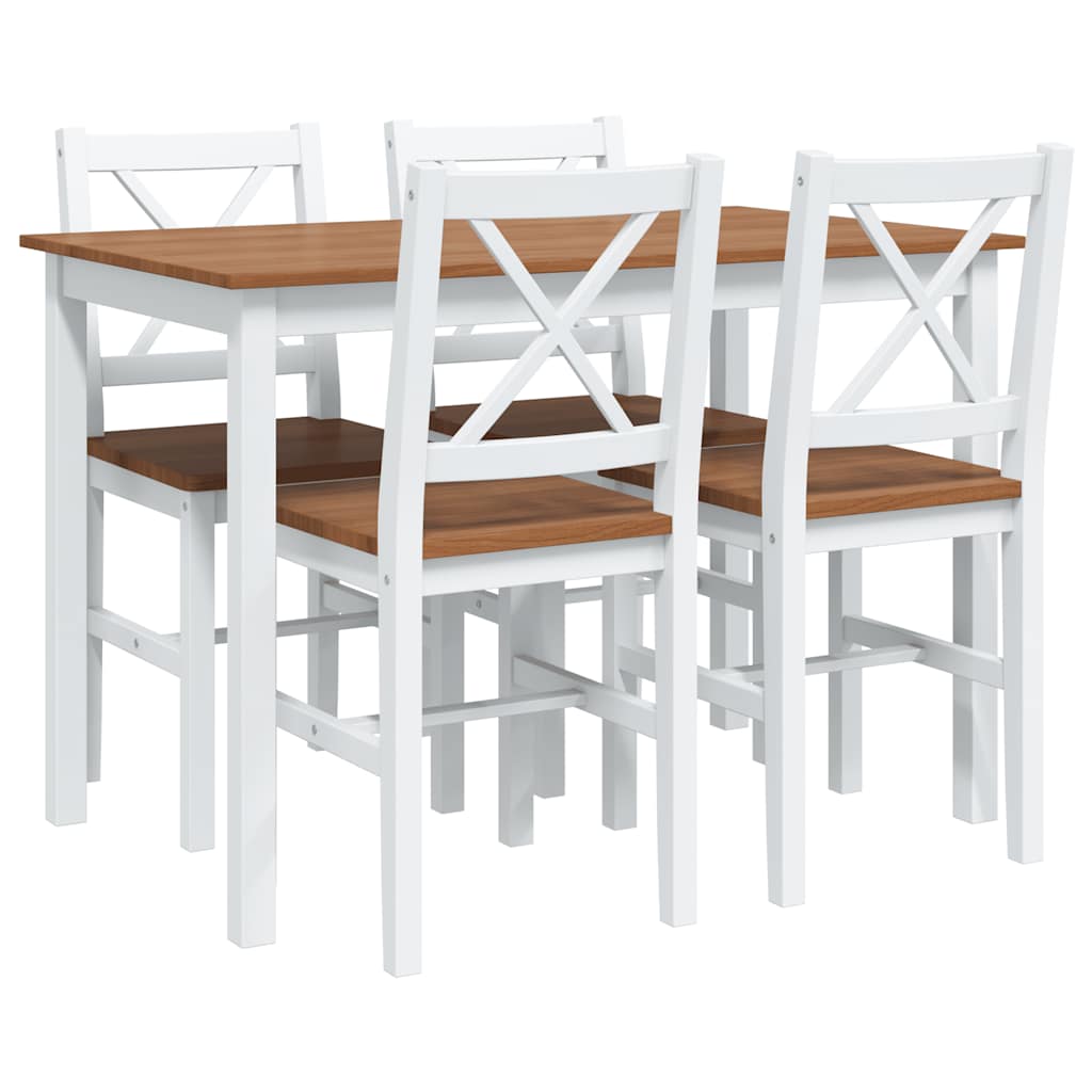 Ensemble de salle à manger 5 pcs Marron et blanc