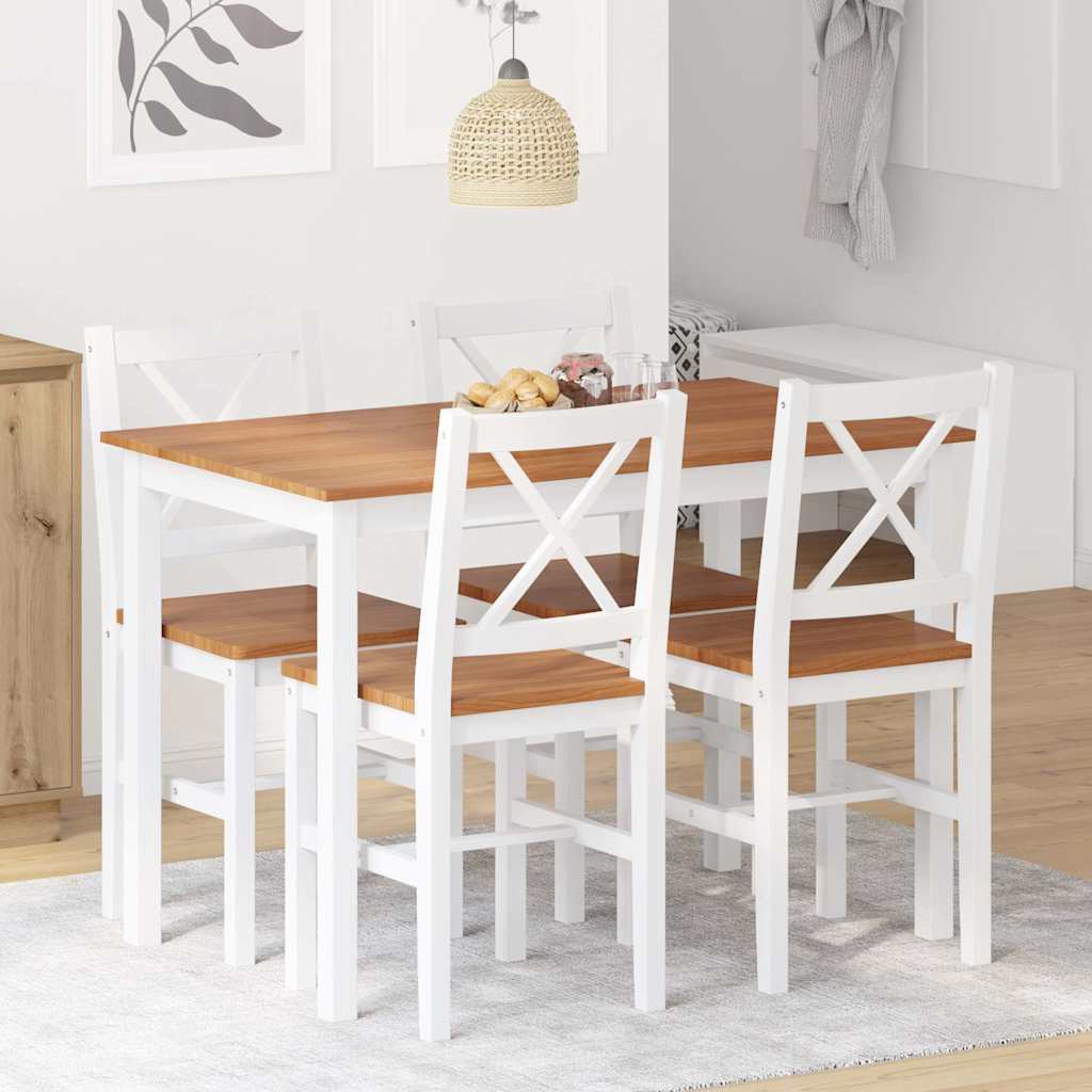 Ensemble de salle à manger 5 pcs Marron et blanc
