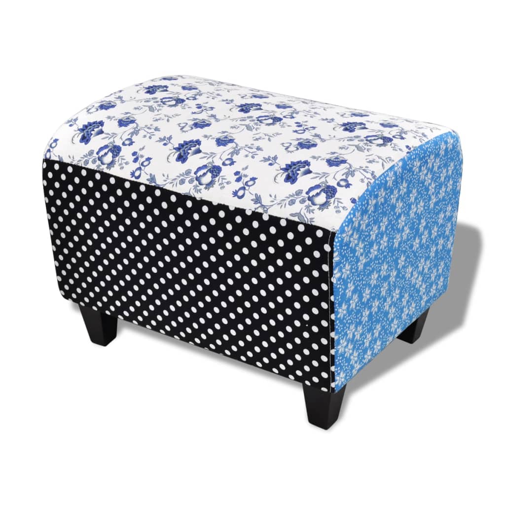 Repose-pied Design avec patchwork Bleu et blanc - XIOS