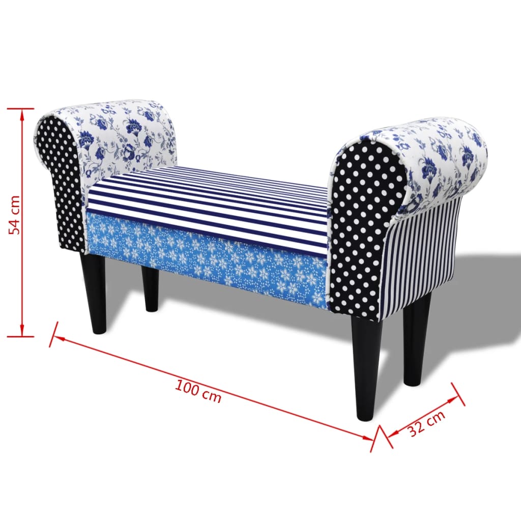 Banc Design avec patchwork Bleu et blanc - XIOS