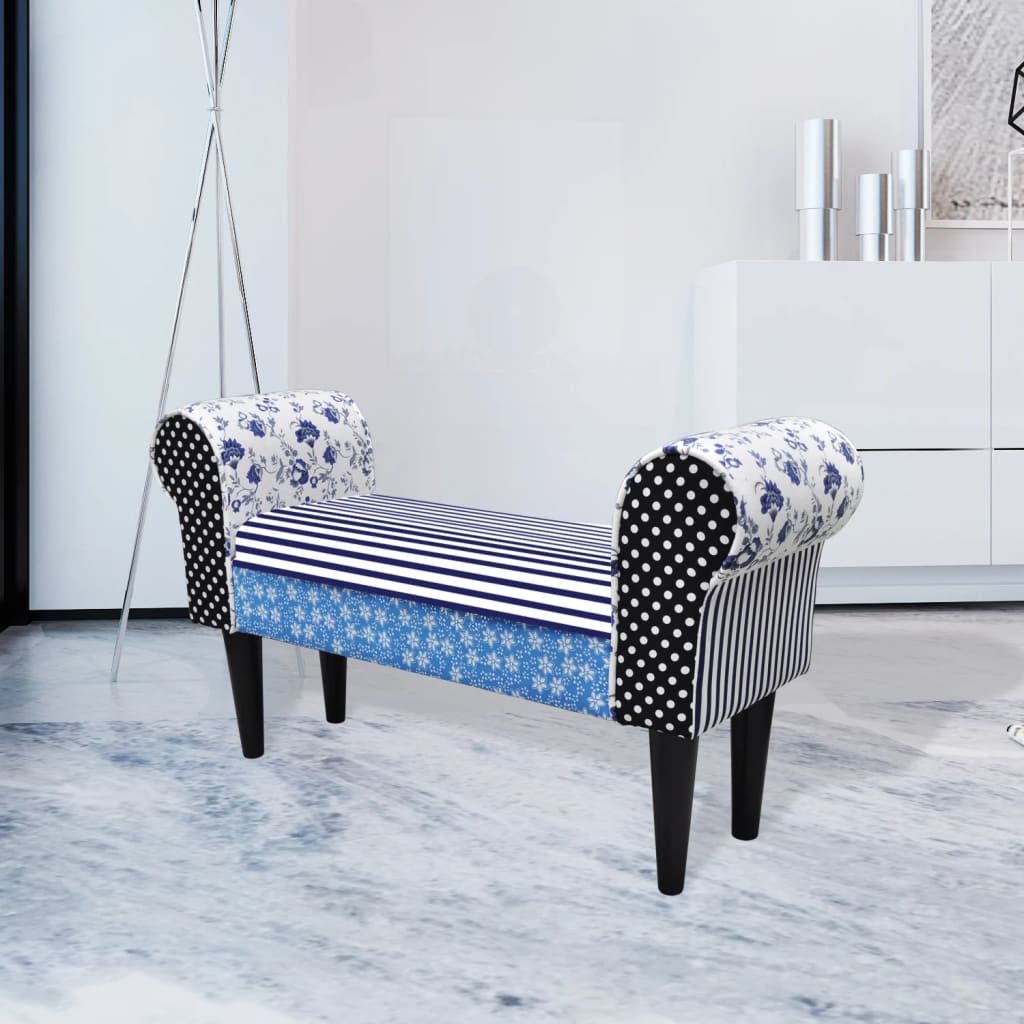 Banc Design avec patchwork Bleu et blanc - XIOS
