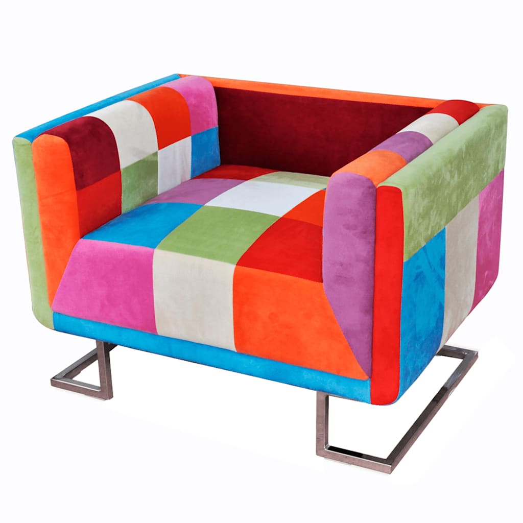 Fauteuil cube avec design de patchwork Chrome Tissu - XIOS