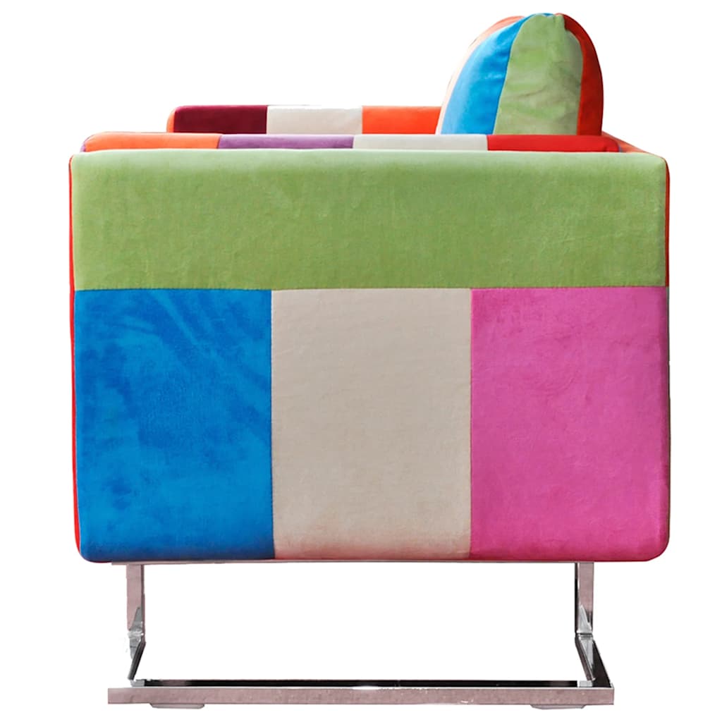 Fauteuil cube avec design de patchwork Chrome Tissu - XIOS