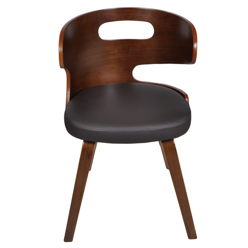 Chaises à manger lot de 4 marron bois courbé et similicuir - XIOS