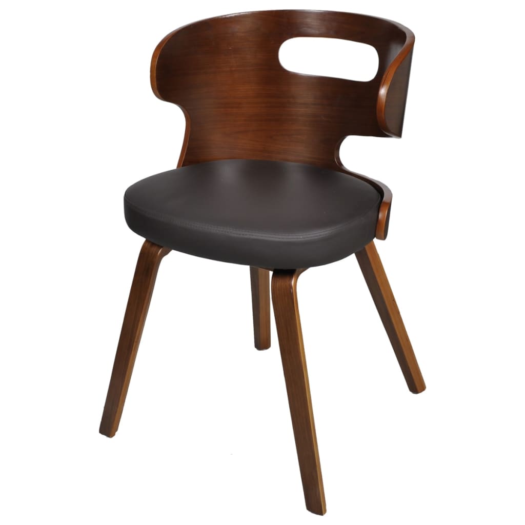 Chaises à manger lot de 4 marron bois courbé et similicuir - XIOS