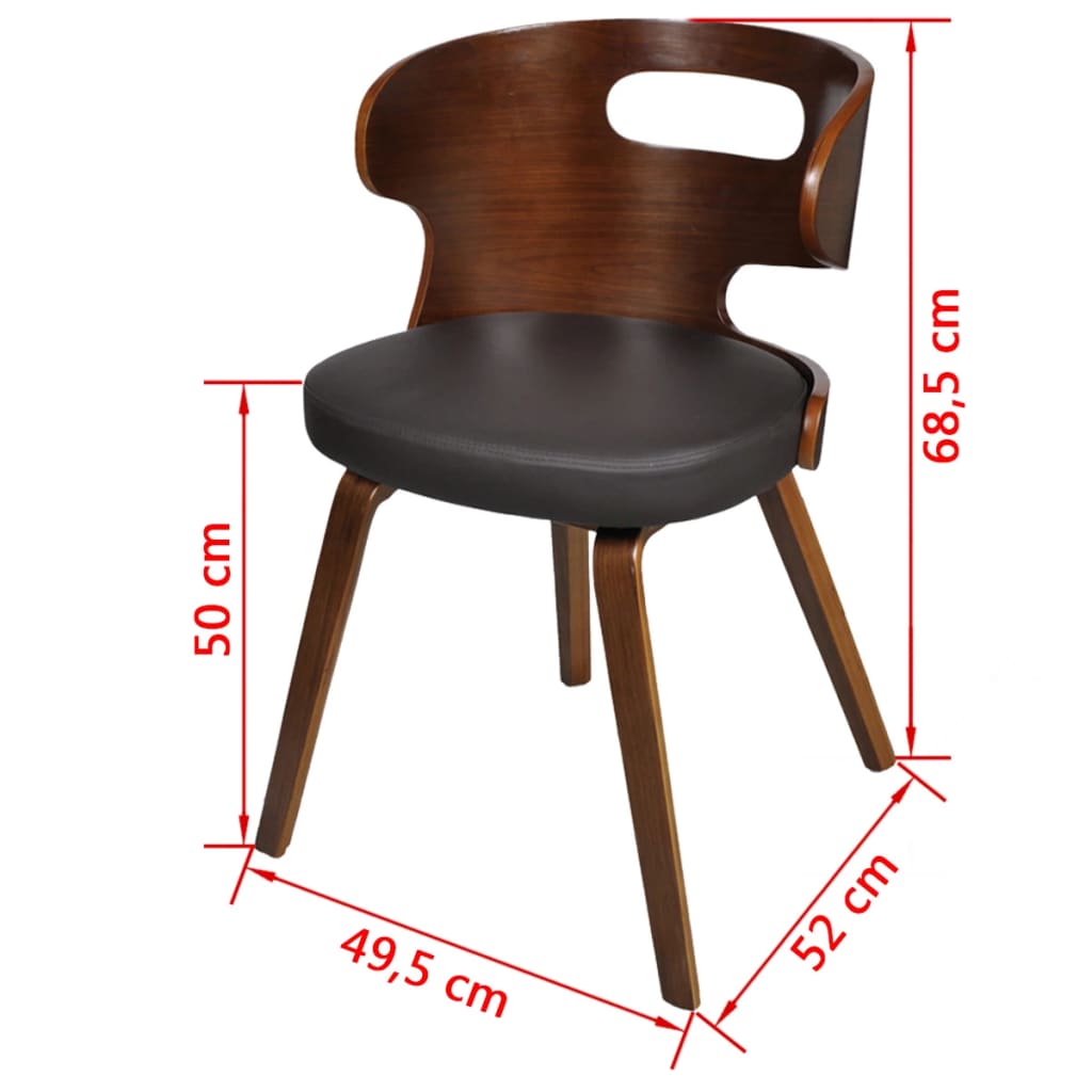 Chaises à manger lot de 4 marron bois courbé et similicuir - XIOS