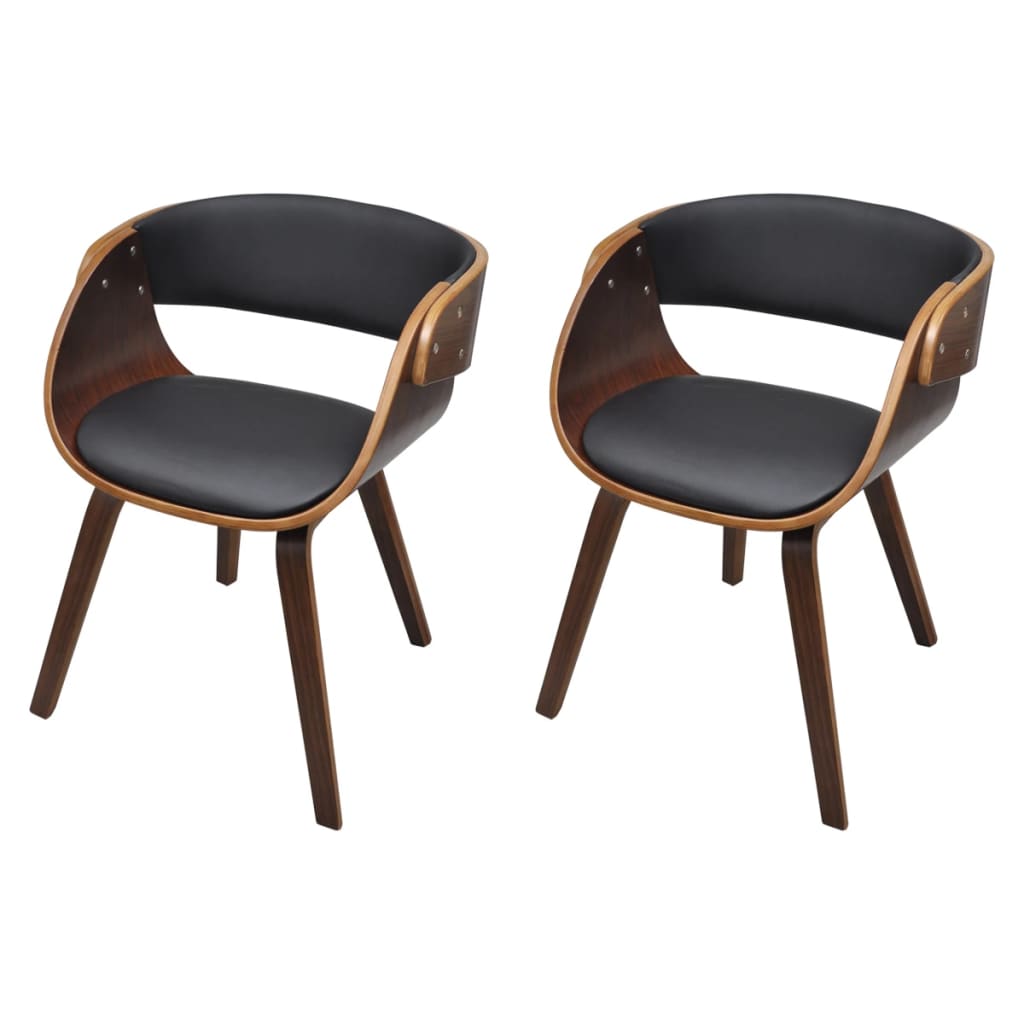 Chaises à manger lot de 2 marron bois courbé et similicuir - XIOS
