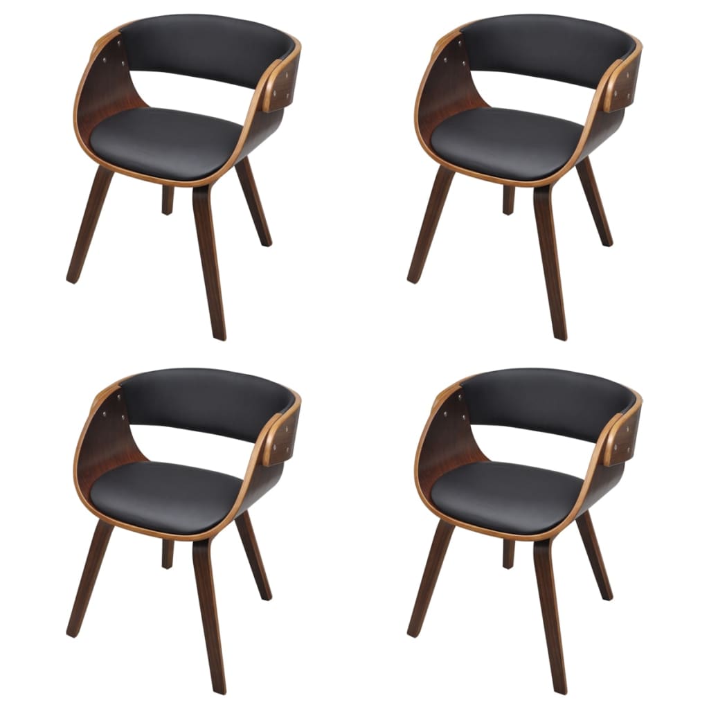 Chaises à manger lot de 4 marron bois courbé et similicuir - XIOS