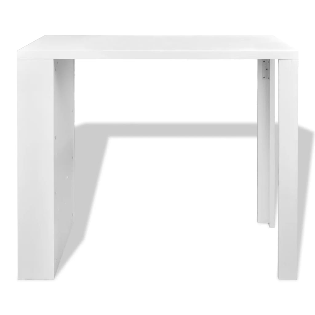 Table de bar MDF avec casier à bouteilles Blanc haut brillance - XIOS