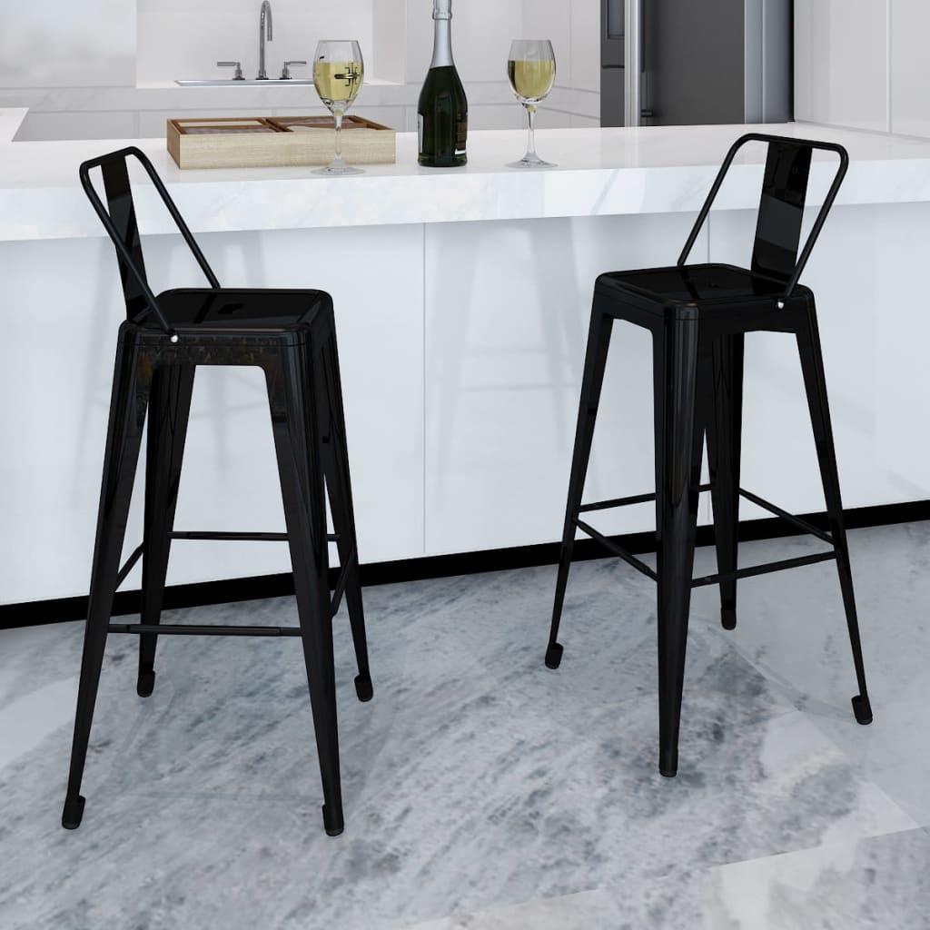 Tabourets de bar lot de 2 noir acier - XIOS