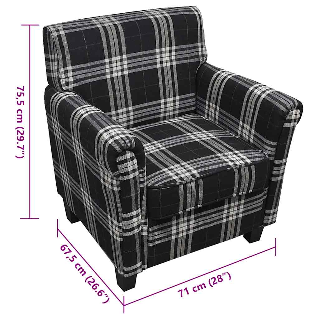 Fauteuil avec coussin Noir Tissu - XIOS
