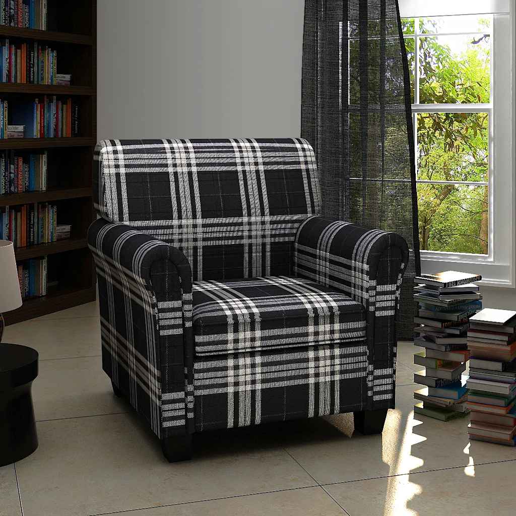 Fauteuil avec coussin Noir Tissu - XIOS