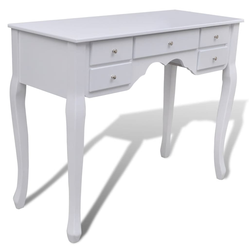 Coiffeuse avec miroir et tabouret 7 tiroirs Blanc - XIOS