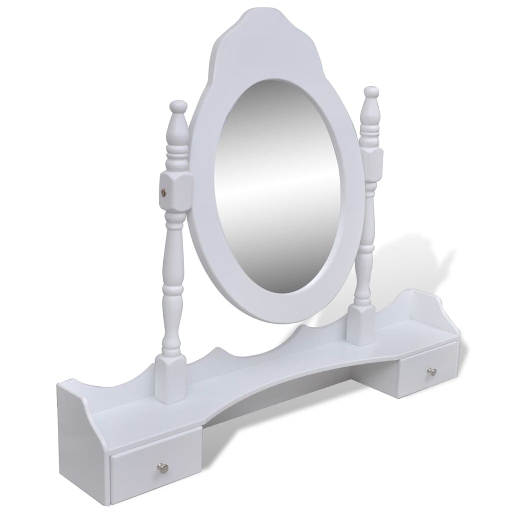 Coiffeuse avec miroir et tabouret 7 tiroirs Blanc - XIOS
