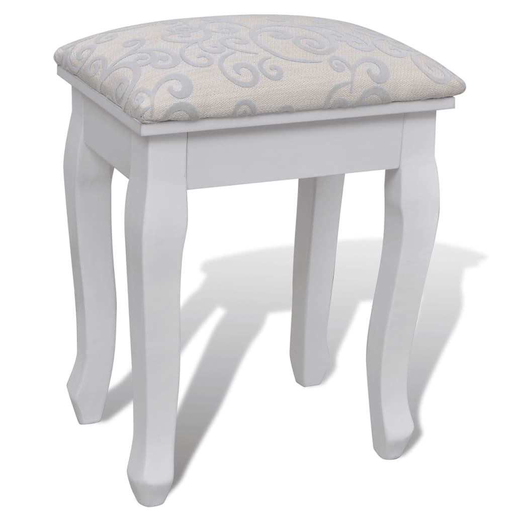 Coiffeuse avec miroir et tabouret 7 tiroirs Blanc - XIOS