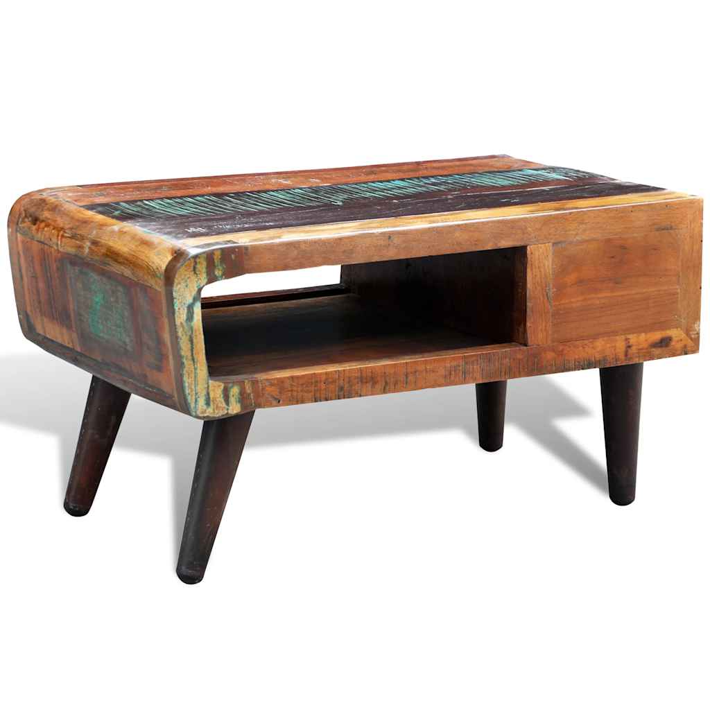Table basse avec bord incurvé et 1 tiroir Bois de récupération - XIOS