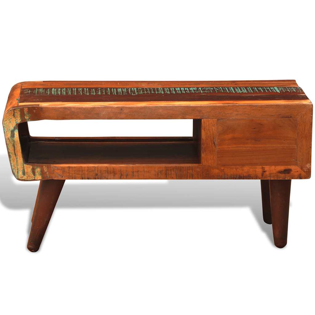 Table basse avec bord incurvé et 1 tiroir Bois de récupération - XIOS