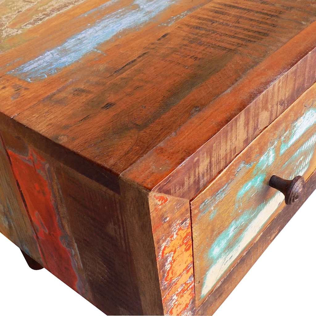 Table basse avec bord incurvé et 1 tiroir Bois de récupération - XIOS