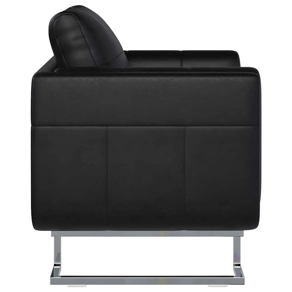 Fauteuil cube avec pieds chromés Noir Similicuir - XIOS