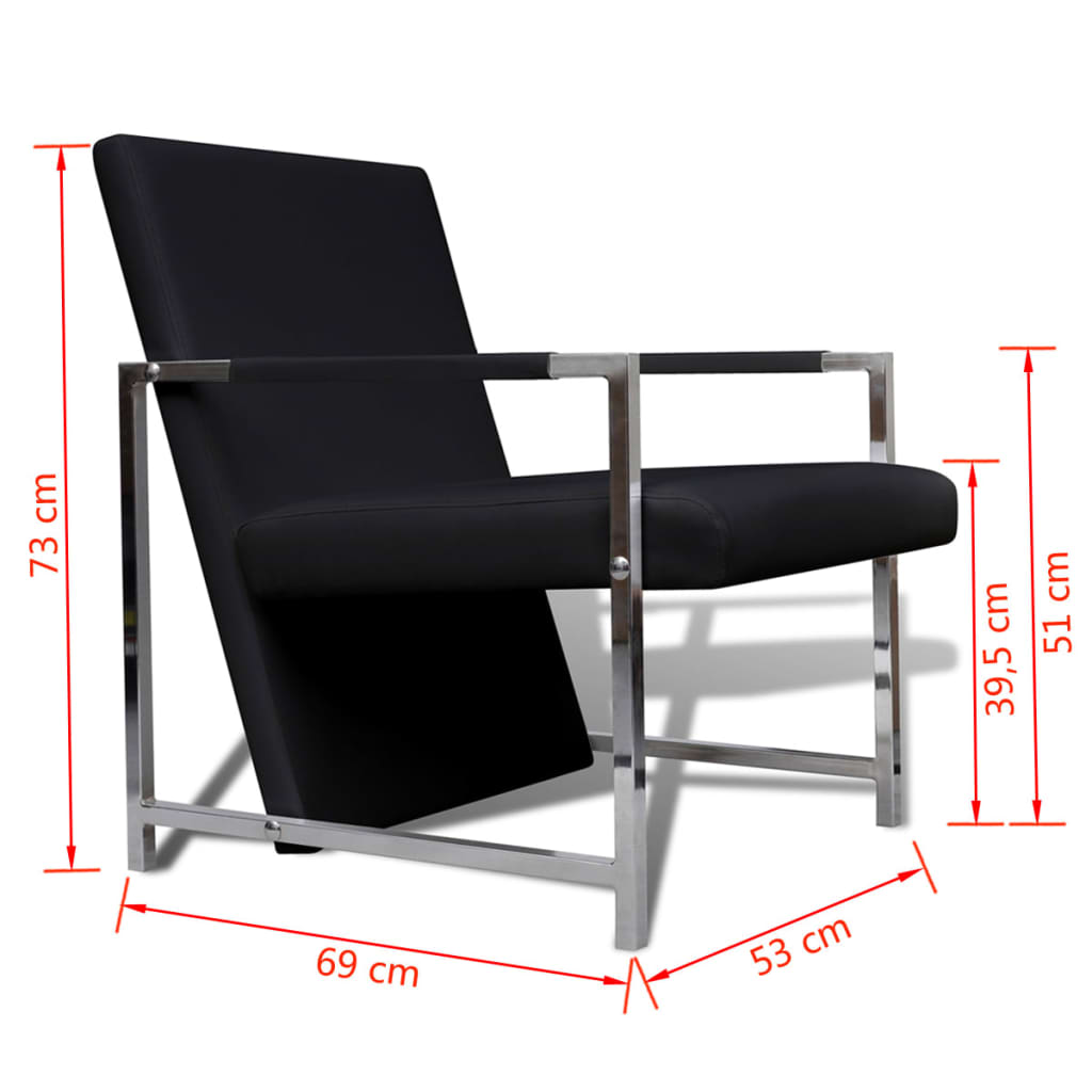 Fauteuil avec pieds chromés Noir Similicuir - XIOS