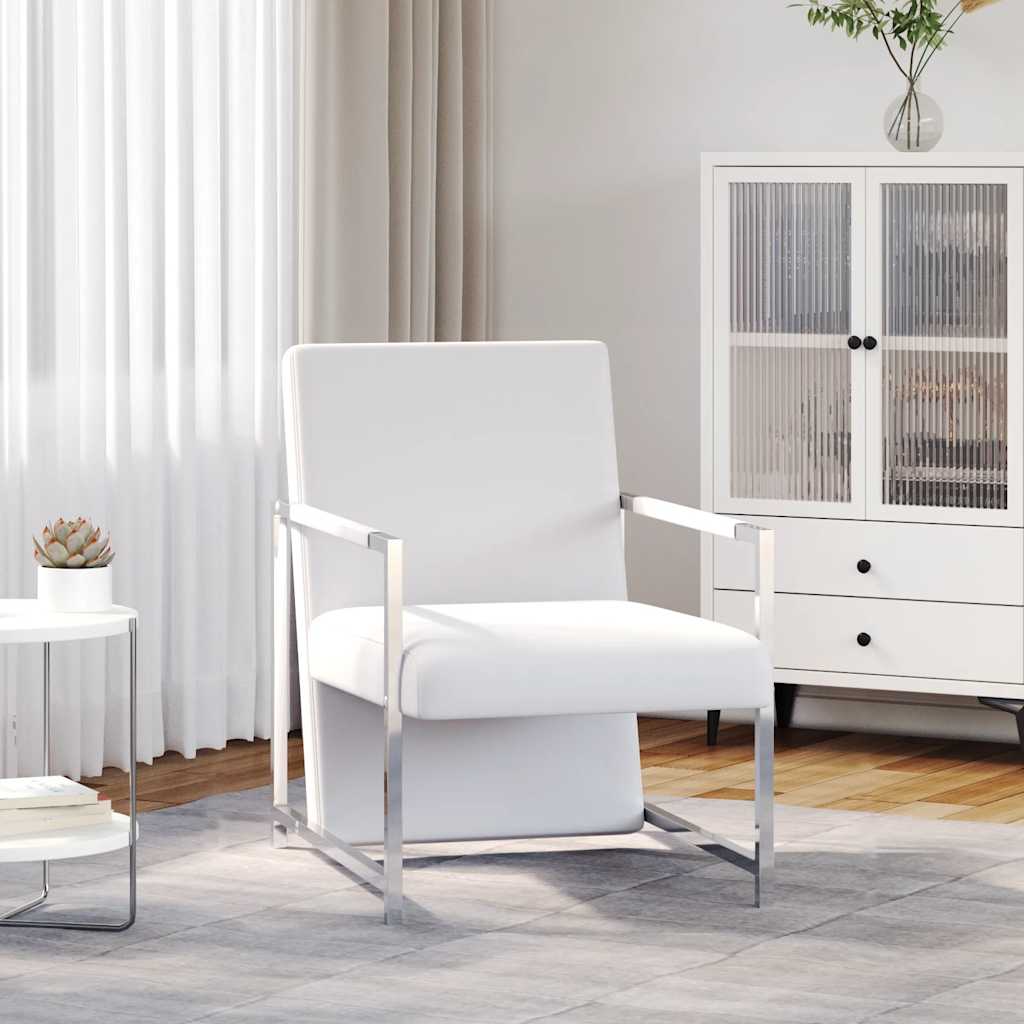 Fauteuil avec pieds chromés Blanc Similicuir - XIOS