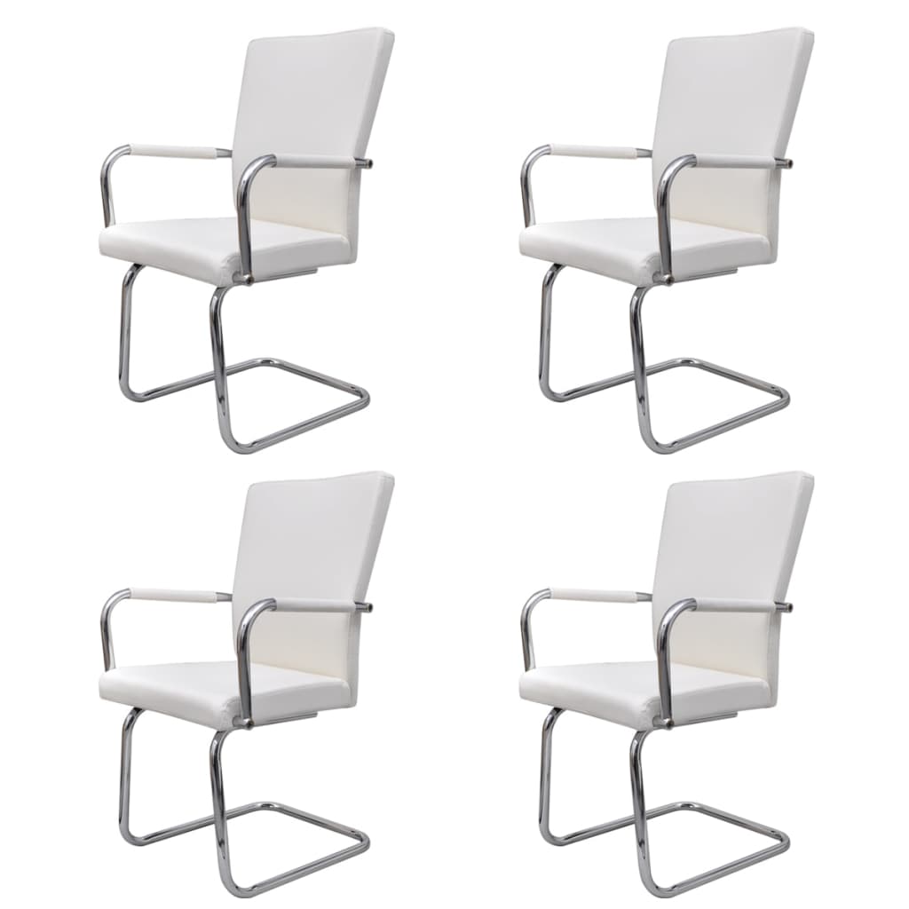 Chaises à manger cantilever lot de 4 blanc similicuir - XIOS