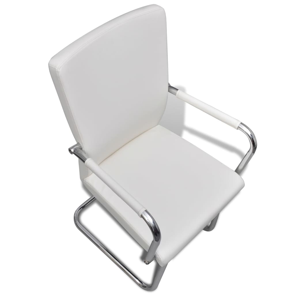 Chaises à manger cantilever lot de 4 blanc similicuir - XIOS
